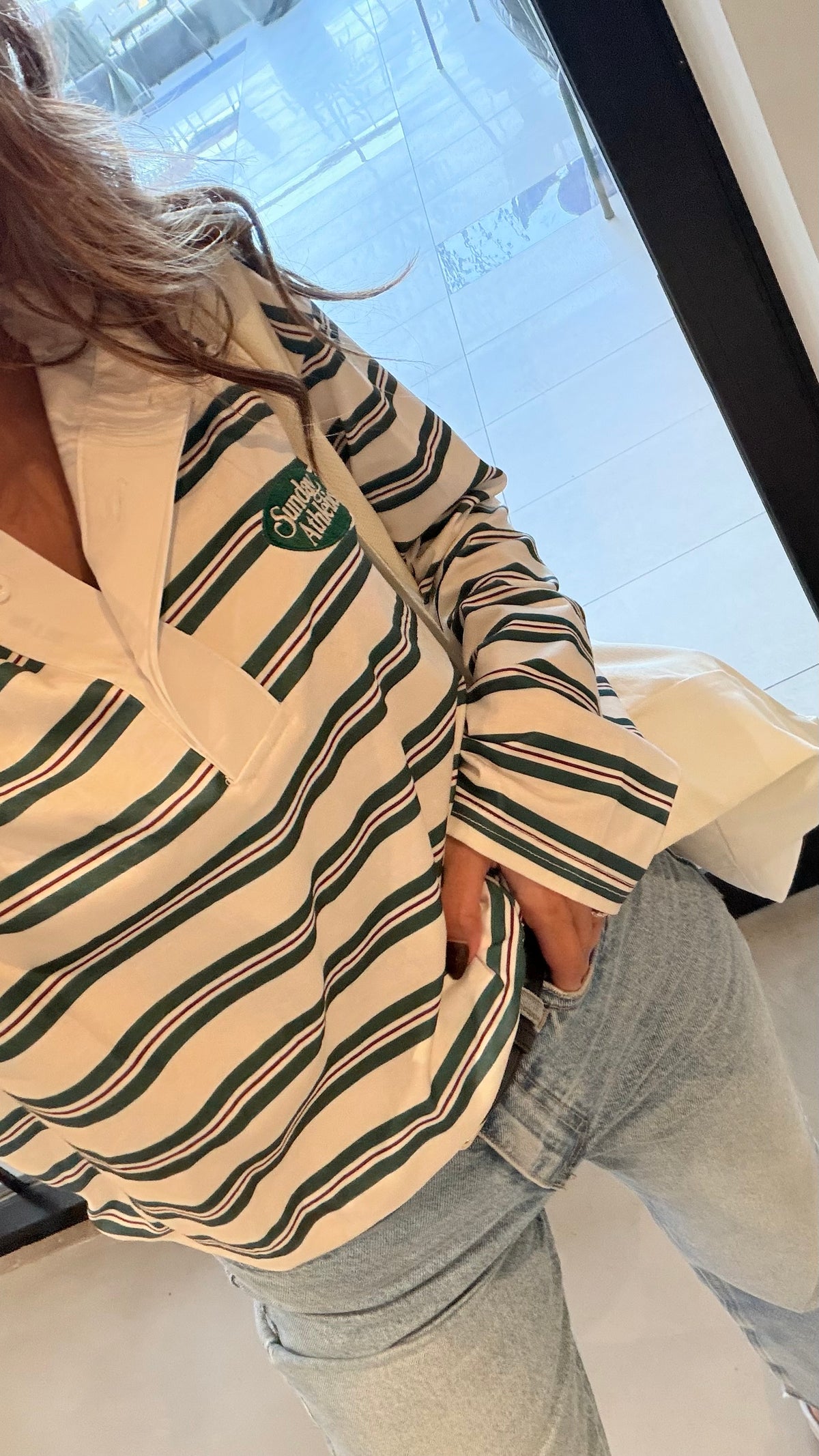 white and green Rugby shirt