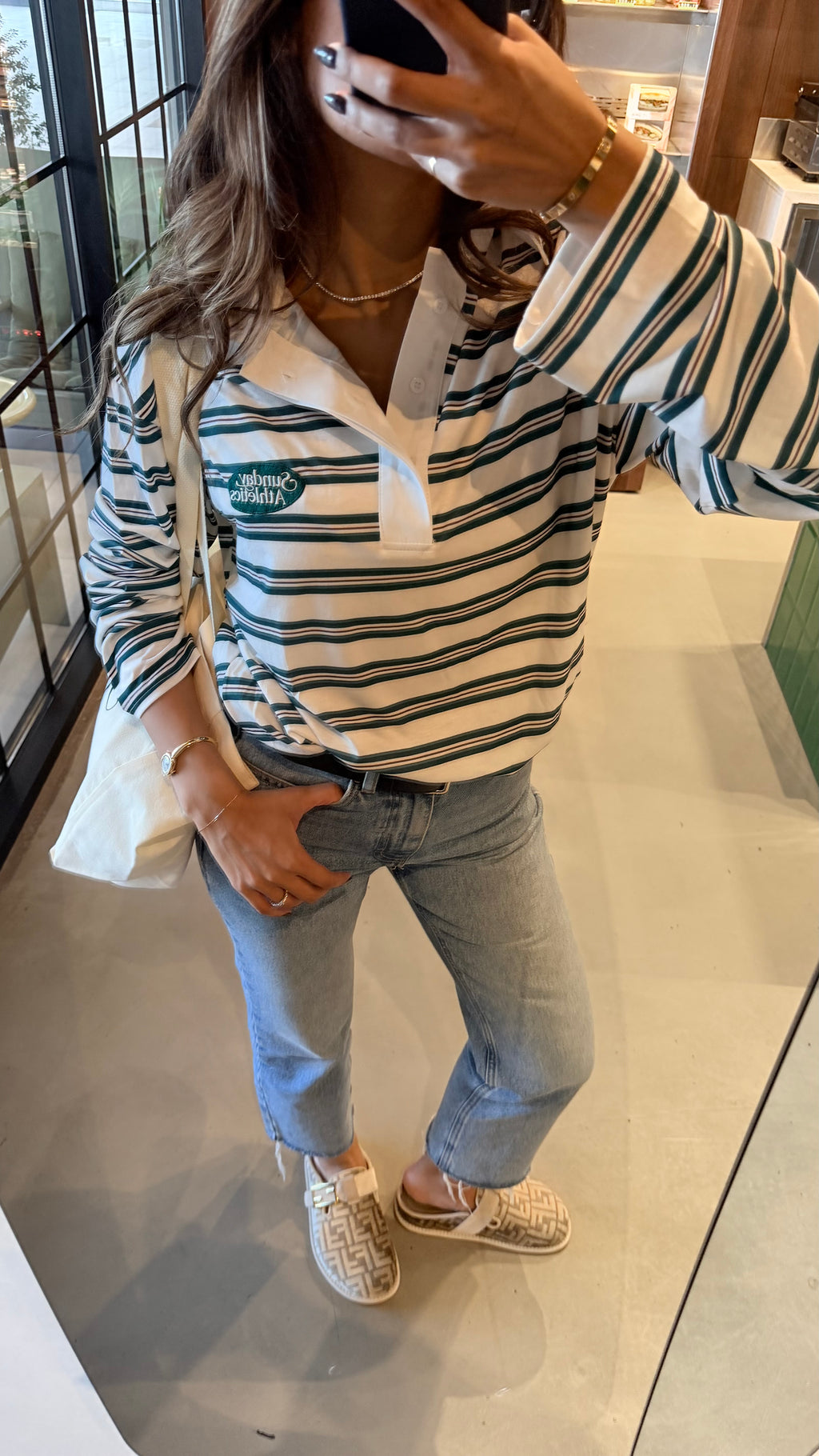 white and green Rugby shirt