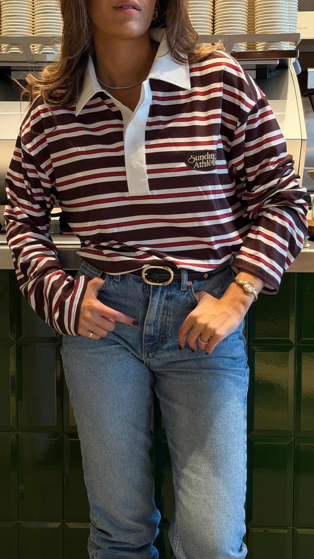 brown Rugby style shirt