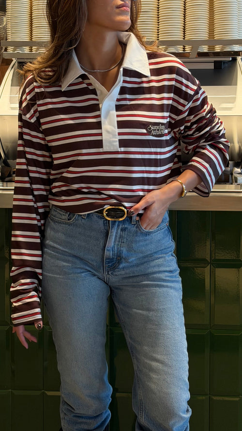 brown Rugby style shirt